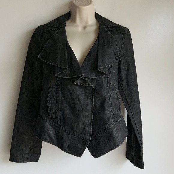 Cabi #901 Waxed Linen Moto Jacket Size Small - Picture 1 of 9